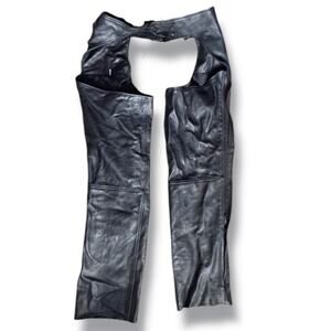 Wilsons Leather Black Motorcycle Chaps Genuine Leather Size Medium Moto Biker